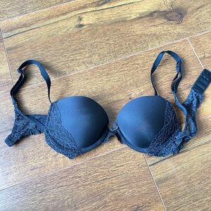 Victoria's Secret Women Bra 34A Blush Black Dream Angels Push Up Pigeonnant